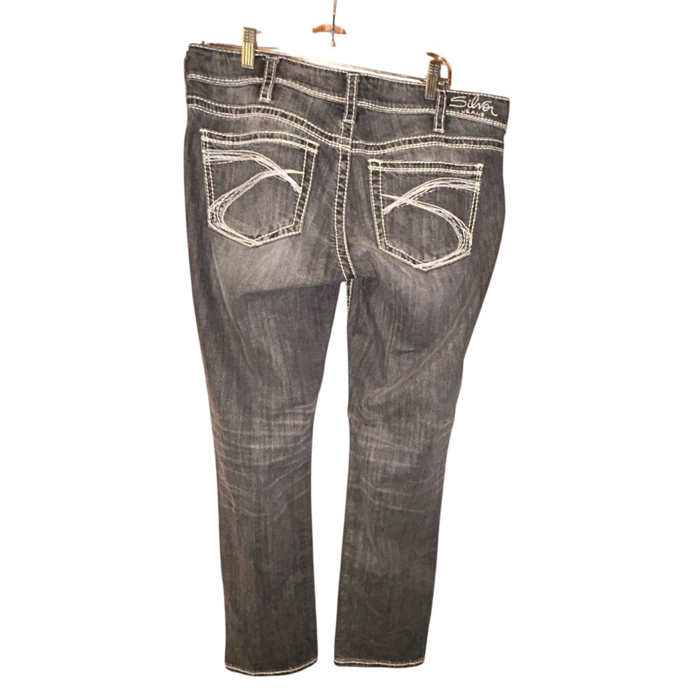 Silver Jeans Co. Aiko Gray Skinny Women’s Jeans W34‎ L31 Embroidered Stretch